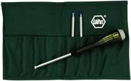 4 Piece - ESD Safe Interchangeable Blade Set Includes ESD Safe Handle - #10891 - Slotted 3; 4; 6 and Phillips #0; 1 & 2 Blades in Canvas Pouch - Makers Industrial Supply