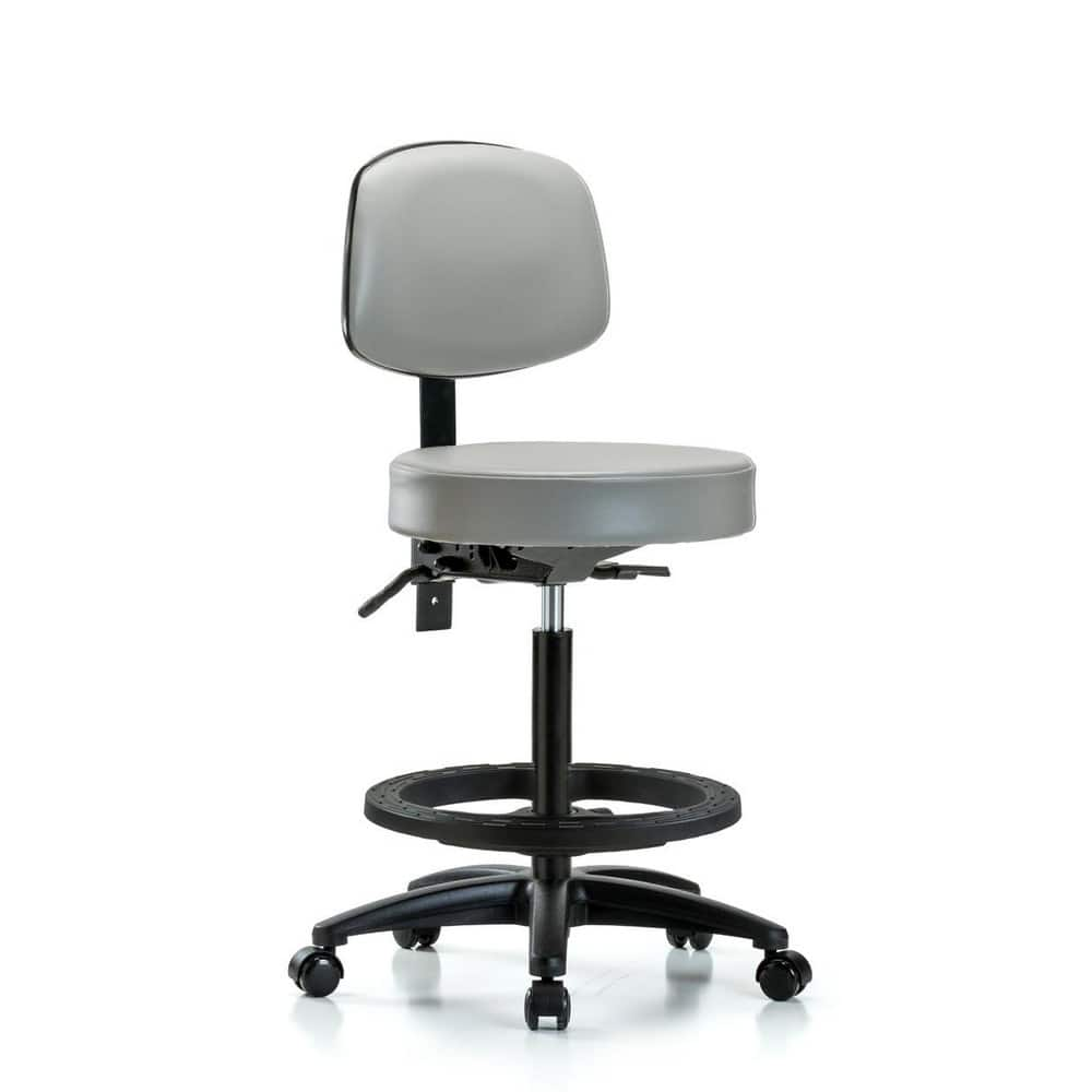 Lab Stool: Vinyl, 25″ Seat Width, 25″ Seat Depth Round Height