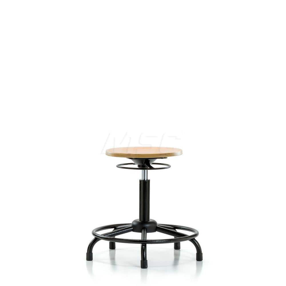 Adjustable Height Swivel Stool: Wood, 25″ Seat Width, 25″ Seat Depth Round Height