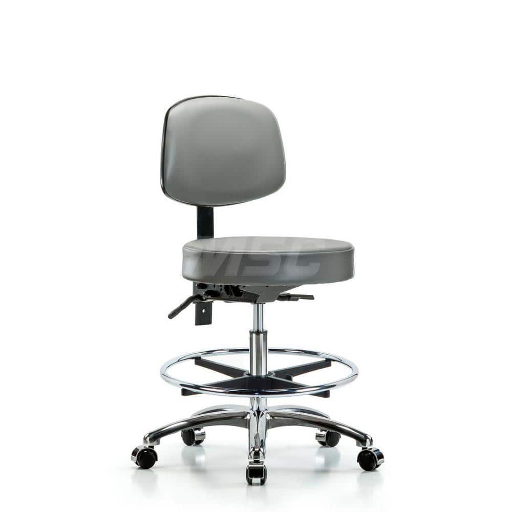 Lab Stool: Vinyl, 25″ Seat Width, 25″ Seat Depth Round Height