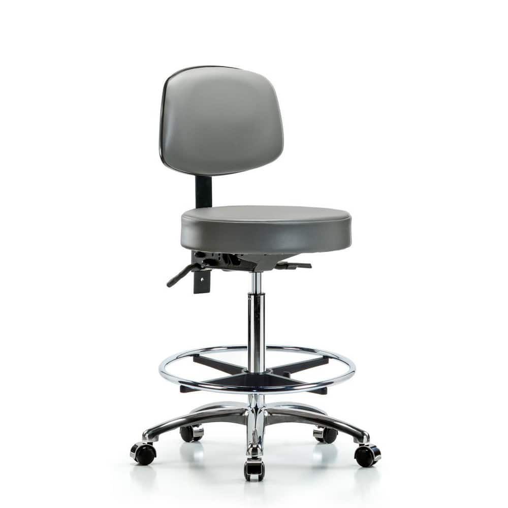 Lab Stool: Vinyl, 25″ Seat Width, 25″ Seat Depth Round Height