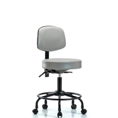 Lab Stool: Vinyl, 24″ Seat Width, 24″ Seat Depth Round Height