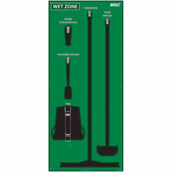 30 x 68″ Acrylic Shadow Board 1 Panel, 5 Hooks, Green/Black