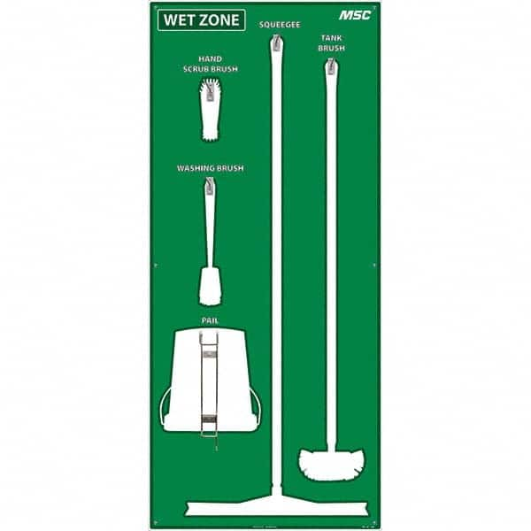 30 x 68″ Acrylic Shadow Board 1 Panel, 5 Hooks, Green/White