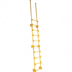 Steel Wall Mounted Ladder: 161-1/2″ High, 10 Steps, 300 lb Capacity 20-7/16″ Base Width