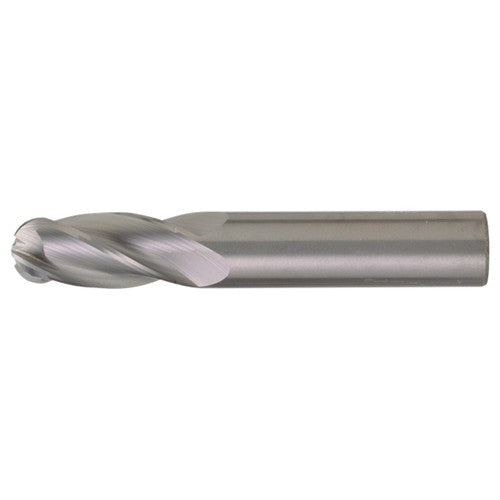 1″ Dia. × 1″ Shank × 3″ DOC × 6″ OAL, Carbide Bright, Spiral , 4 Flute, CW Helix, Round, Ballnose End Mill - Exact Industrial Supply