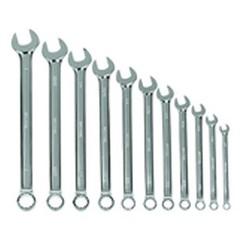11 Pieces - Chrome - High Polished Wrench Set - 3 /8 - 1" - Makers Industrial Supply