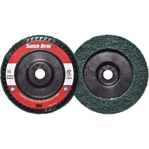 3M - 7" Extra Coarse Grade Aluminum Oxide Deburring Disc - 7/8" Center Hole, Quick Change Connection, Green, 8,600 Max RPM - Makers Industrial Supply