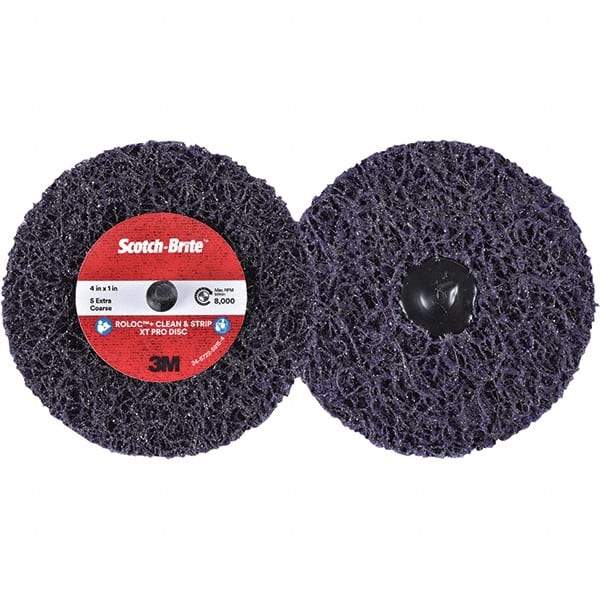 3M - 4" Extra Coarse Grade Silicon Carbide Deburring Disc - 1" Center Hole, Quick Change Connection, Purple, 8,000 Max RPM - Makers Industrial Supply