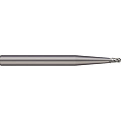 Micro 100 - Ball End Mills; Mill Diameter (mm): 0.50 ; Mill Diameter (Decimal Inch): 0.0197 ; Number of Flutes: 2 ; Length of Cut (mm): 0.8000 ; Length of Cut (Decimal Inch): 0.0315 ; Material: Solid Carbide - Exact Industrial Supply