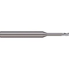 Corner Radius End Mill: 0.0781″ Dia, 0.117″ LOC, 0.005″ Radius, 3 Flutes, Solid Carbide 1-1/2″ OAL, 1/8″ Shank Dia, 20 ° Helix, Bright/Uncoated, Corner Radius End