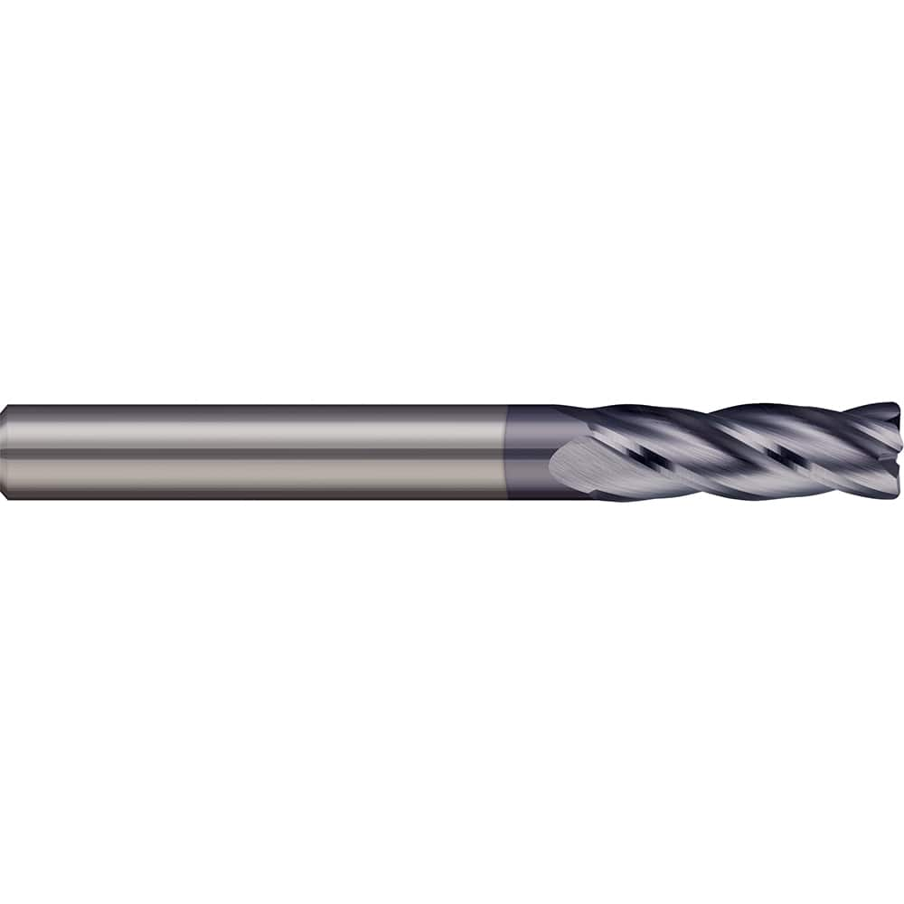 Corner Radius End Mill: 5/16″ Dia, 0.813″ LOC, 0.01″ Radius, 4 Flutes, Solid Carbide 2-1/2″ OAL, 5/16″ Shank Dia, 30 ° Helix, AlTiN Coated, Corner Radius End