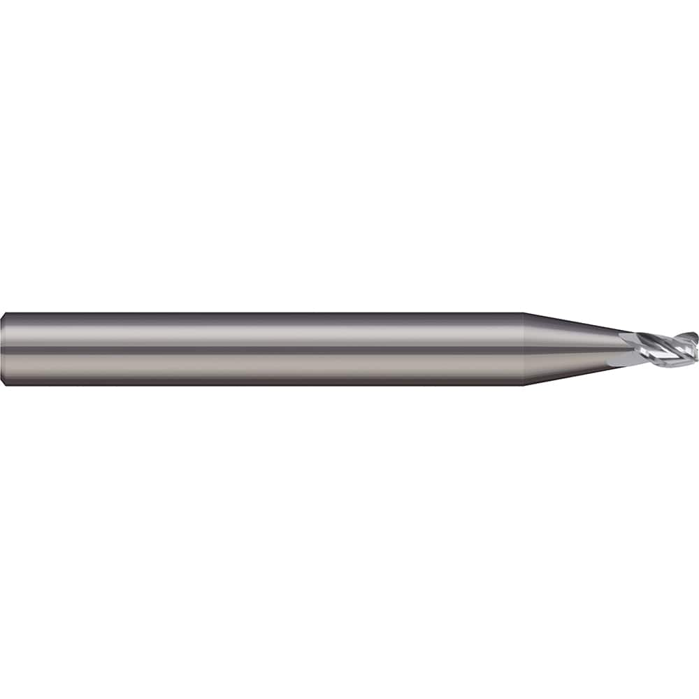 Corner Radius End Mill: 0.1575″ Dia, 0.1969″ LOC, 2 Flutes, Solid Carbide 20 ° Helix, Bright/Uncoated, Corner Radius End