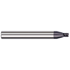 Corner Radius End Mill: 1/4″ Dia, 3/8″ LOC, 0.03″ Radius, 7 Flutes, Solid Carbide 2-1/2″ OAL, 1/4″ Shank Dia, 41 ° Helix, AlTiN Coated, Corner Radius End