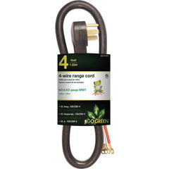 GoGreen Power - Power Cords; Cord Type: Replacement Cord ; Overall Length (Feet): 4 ; Cord Color: Brown ; Amperage: 50 ; Voltage: 250 ; Wire Gauge/Number of Conductors: 6/2 & 8/2 - Exact Industrial Supply