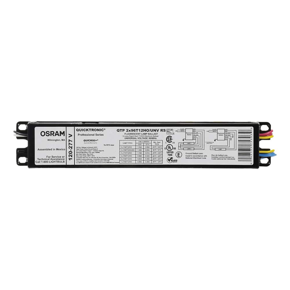 SYLVANIA - Fluorescent Ballasts; Lamp Type: T8; T12 ; Lamp Wattage Range: 120-159 ; Voltage: 120-277 V ; Number of Lamps: 2 ; Lamp Starting Method: Rapid Start ; Ballast Factor Range: Normal (0.75-0.99) - Exact Industrial Supply