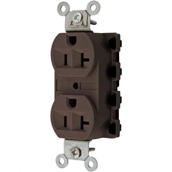 Hubbell Wiring Device-Kellems - 125V 20A NEMA 5-20R Specification Grade Brown Straight Blade Duplex Receptacle - Makers Industrial Supply