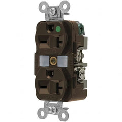 Hubbell Wiring Device-Kellems - 250 VAC 20A NEMA 6-20R Hospital Grade Brown Straight Blade Duplex Receptacle - Makers Industrial Supply