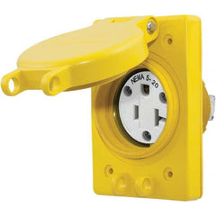 Hubbell Wiring Device-Kellems - 125V 20A NEMA 5-20R Industrial Grade Yellow Straight Blade Single Receptacle - Makers Industrial Supply