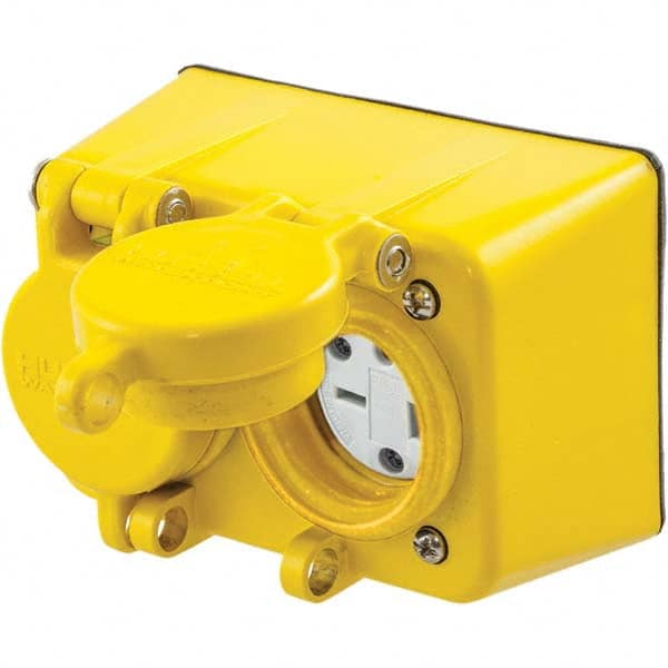 Hubbell Wiring Device-Kellems - 250 VAC 20A NEMA 6-20R Industrial Grade Yellow Straight Blade Duplex Receptacle - Makers Industrial Supply