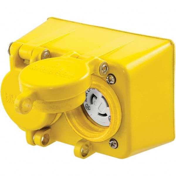 Hubbell Wiring Device-Kellems - 277 VAC 15A NEMA 7-15R Industrial Grade Yellow Straight Blade Duplex Receptacle - Makers Industrial Supply