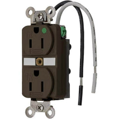 Hubbell Wiring Device-Kellems - 125V 15A NEMA 5-15R Hospital Grade Brown Straight Blade Duplex Receptacle - Makers Industrial Supply