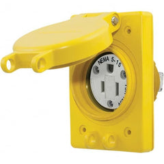 Hubbell Wiring Device-Kellems - 125V 15A NEMA 5-15R Industrial Grade Yellow Straight Blade Single Receptacle - Makers Industrial Supply