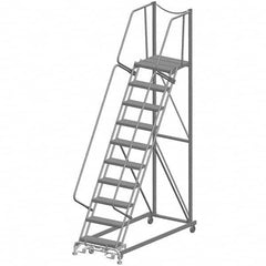 Steel Rolling Ladder: 10 Step Perforated Tread