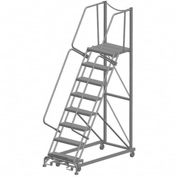 Steel Rolling Ladder: 8 Step Perforated Tread