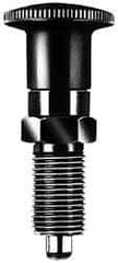 KIPP - 5/8-11, 23mm Thread Length, 8mm Plunger Diam, Lockout Knob Handle Indexing Plunger - Plunger Style D, 26mm Body Length, 74mm OAL, Steel - Makers Industrial Supply