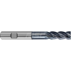 Square End Mill: 28mm LOC, 14mm Shank Dia, 100mm OAL, 4 Flutes, Solid Carbide Single End, AlCrN Finish, Helical Flute, Variable Helix, Centercutting, RH Cut, RH Flute, Series 6481