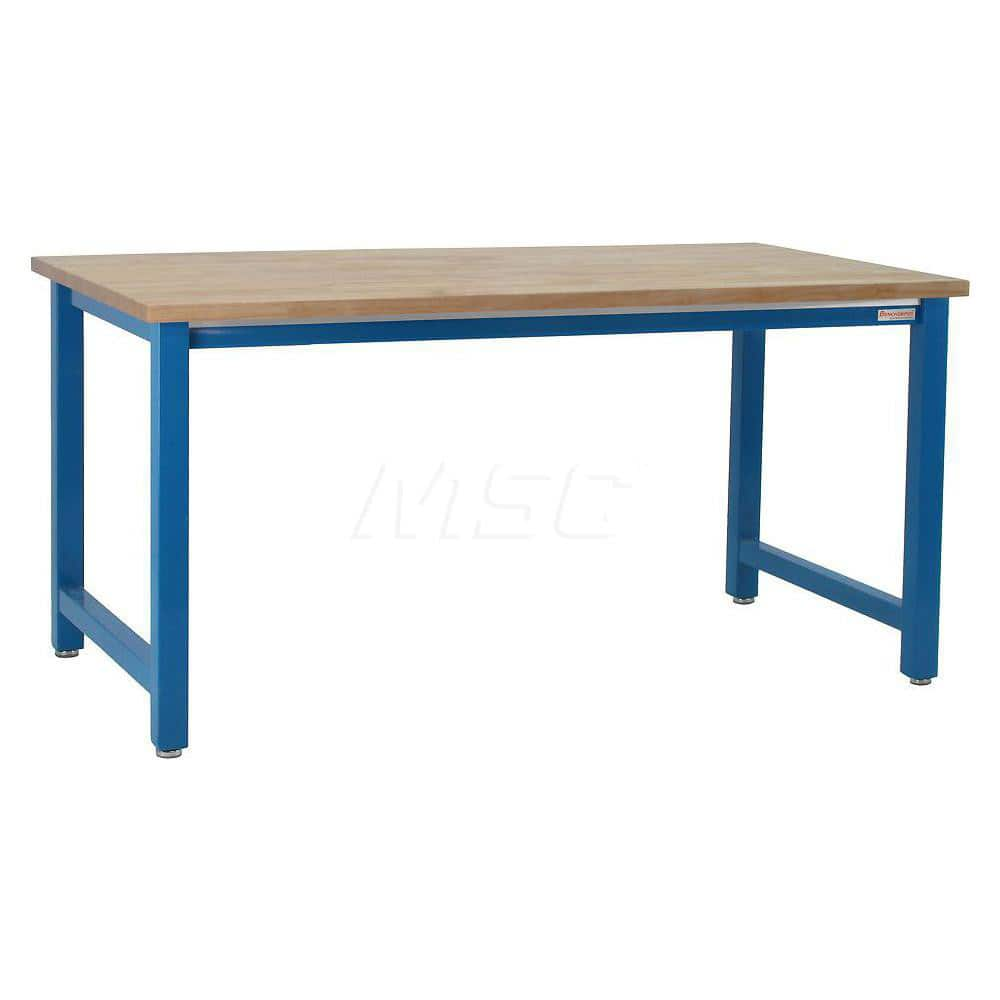 Stationary Work Bench: 72″ Wide, 36″ Deep, 34″ High, Light Blue 6,600 lb Capacity