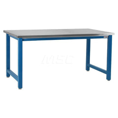 Stationary Work Bench: 117″ Wide, 24″ Deep, 34″ High, Light Blue 6,600 lb Capacity