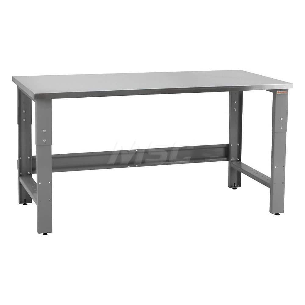 Stationary Work Bench: 117″ Wide, 24″ Deep, 36″ High, Gray 1,200 lb Capacity