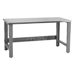 Stationary Work Bench: 72″ Wide, 24″ Deep, 36″ High, Gray 1,200 lb Capacity