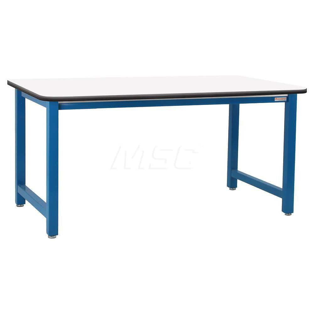 Stationary Work Bench: 48″ Wide, 36″ Deep, 34″ High, Light Blue & White 6,600 lb Capacity