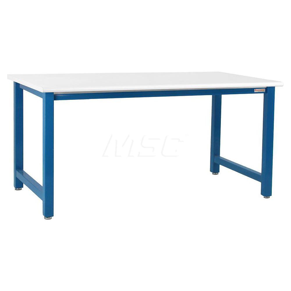 Stationary Work Bench: 60″ Wide, 36″ Deep, 34″ High, Light Blue & White 6,600 lb Capacity