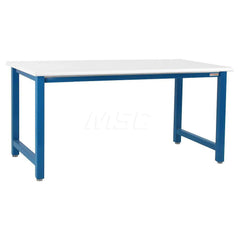 Stationary Work Bench: 60″ Wide, 24″ Deep, 34″ High, Light Blue & White 6,600 lb Capacity