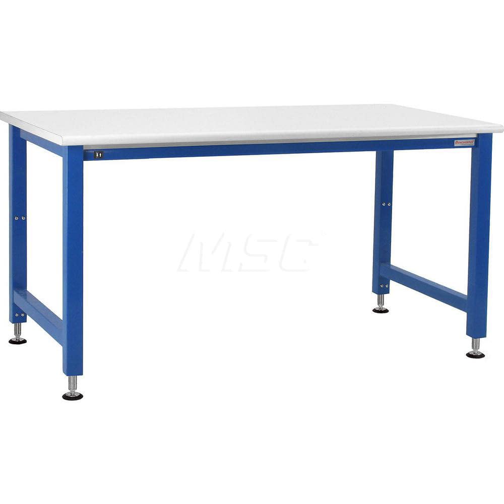 Stationary Work Bench: 48″ Wide, 30″ Deep, 42″ High, Light Blue & White 1,000 lb Capacity