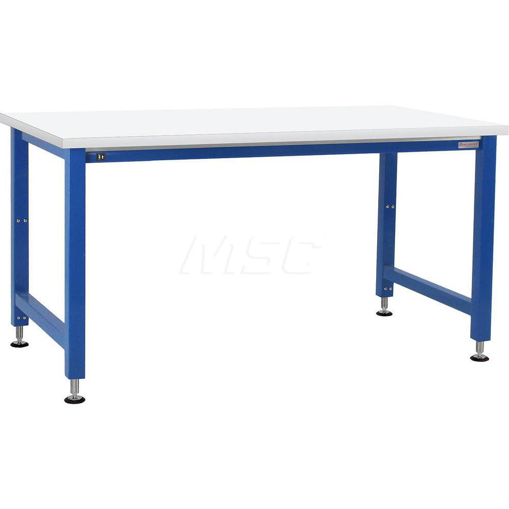 Stationary Work Bench: 96″ Wide, 36″ Deep, 42″ High, Light Blue & White 1,000 lb Capacity