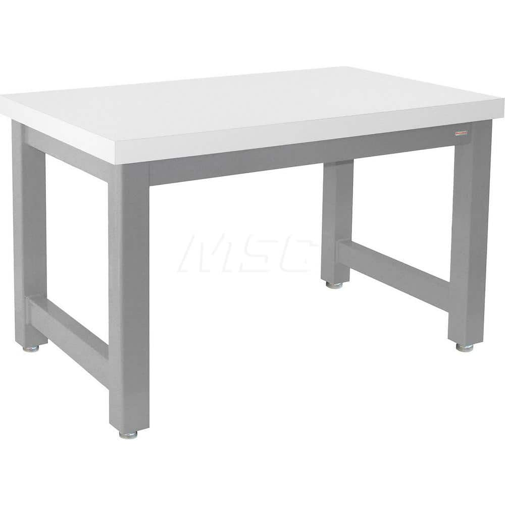 Stationary Work Bench: 120″ Wide, 24″ Deep, 34″ High, Gray & White 20,000 lb Capacity