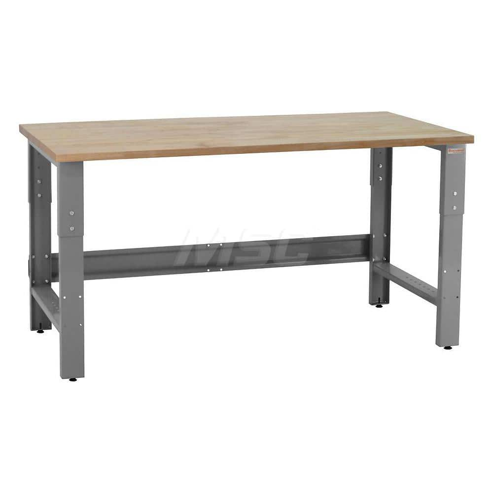 Stationary Work Bench: 60″ Wide, 30″ Deep, 36″ High, Gray 1,200 lb Capacity