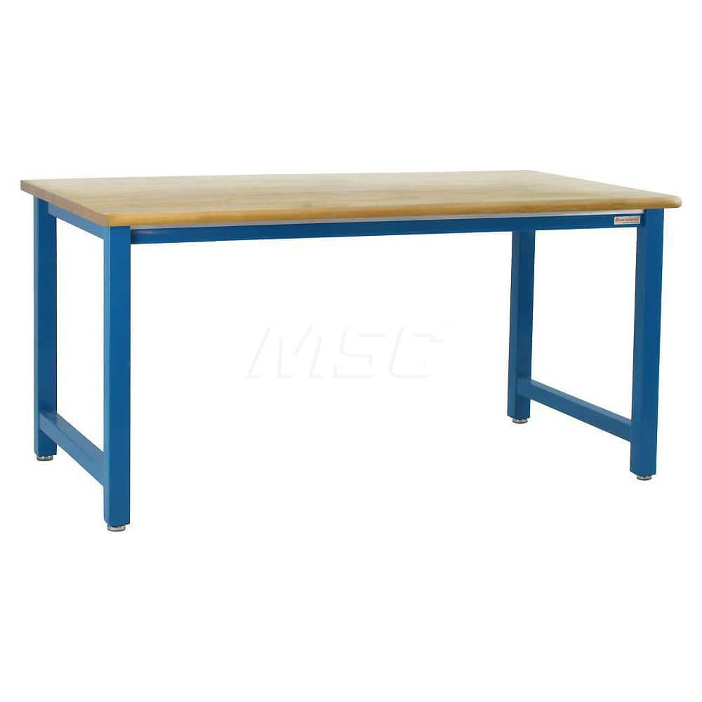 Stationary Work Bench: 72″ Wide, 24″ Deep, 34″ High, Light Blue 6,600 lb Capacity