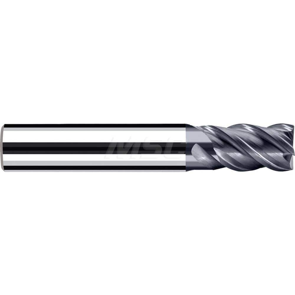 Square End Mill: 1/2'' Dia, 3/4'' LOC, 1/2'' Shank Dia, 3-1/4'' OAL, 4 Flutes, Solid Carbide Single End, Polychrom Finish, Spiral Flute, 45 ™ Variable Helix, Centercutting, RH Cut, RH Flute, Series E-Cut