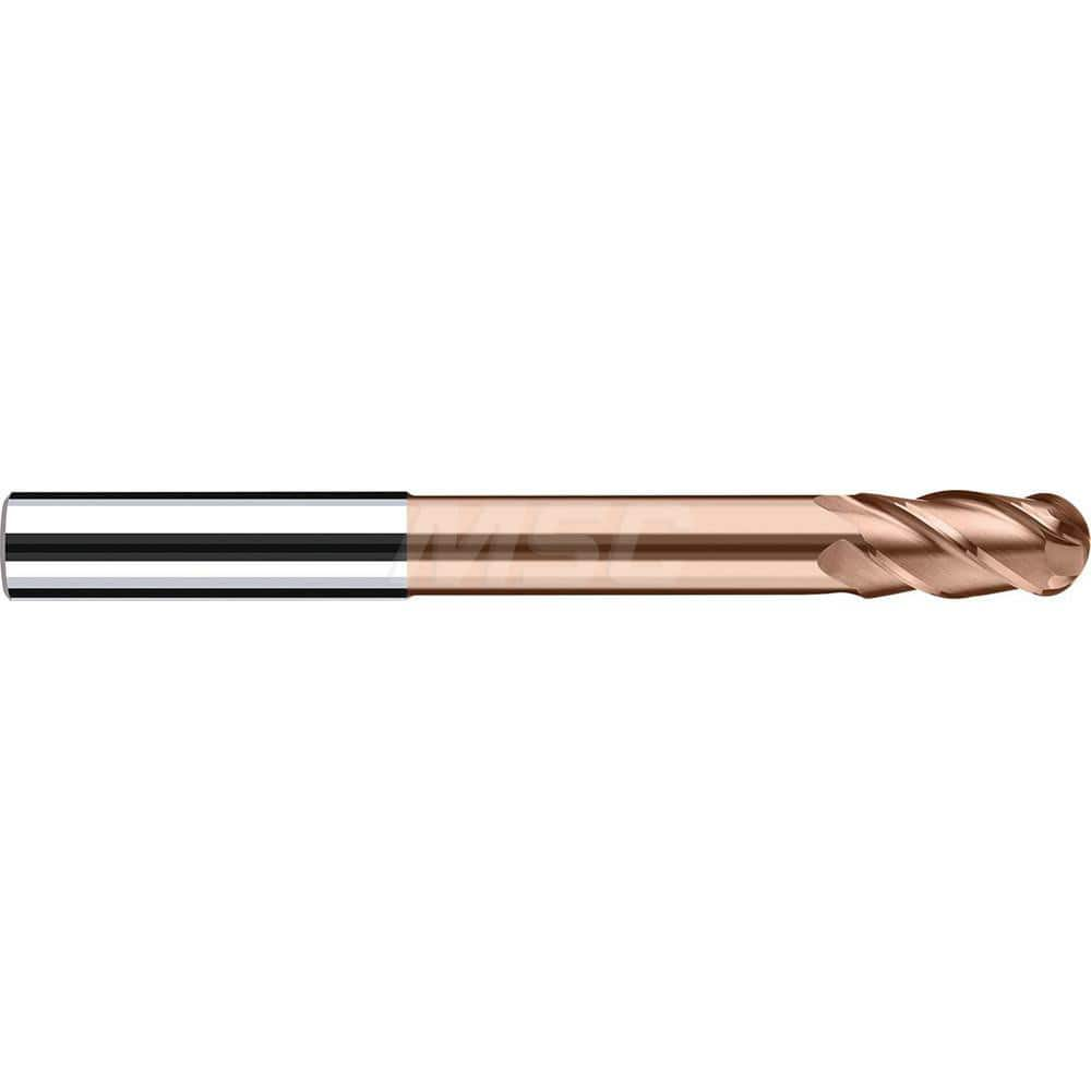 Ball End Mill: 4.7244″ Dia, 0.9449″ LOC, 4 Flute, Solid Carbide 120 mm OAL, 12 mm Shank Dia, 40 ° Helix, Duro-Si Coated, Single End, Series Sphero-X