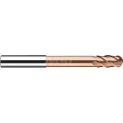 Ball End Mill: 4.7244″ Dia, 0.9449″ LOC, 4 Flute, Solid Carbide 120 mm OAL, 12 mm Shank Dia, 40 ° Helix, Duro-Si Coated, Single End, Series Sphero-X