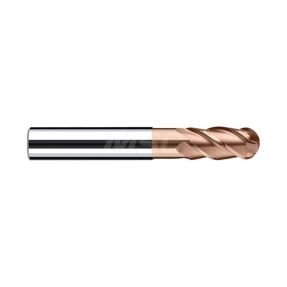 Ball End Mill: 2.2441″ Dia, 0.3937″ LOC, 4 Flute, Solid Carbide 57 mm OAL, 6 mm Shank Dia, 40 ° Helix, Duro-Si Coated, Single End, Series Sphero-X