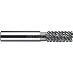 Square End Mill: 0.3937'' Dia, 0.9055'' LOC, 0.3937'' Shank Dia, 2.8346'' OAL, 3 Flutes, Solid Carbide Single End, Polychrom Finish, Spiral Flute, 55 ™ Variable Helix, RH Cut, RH Flute, Series E-Cut