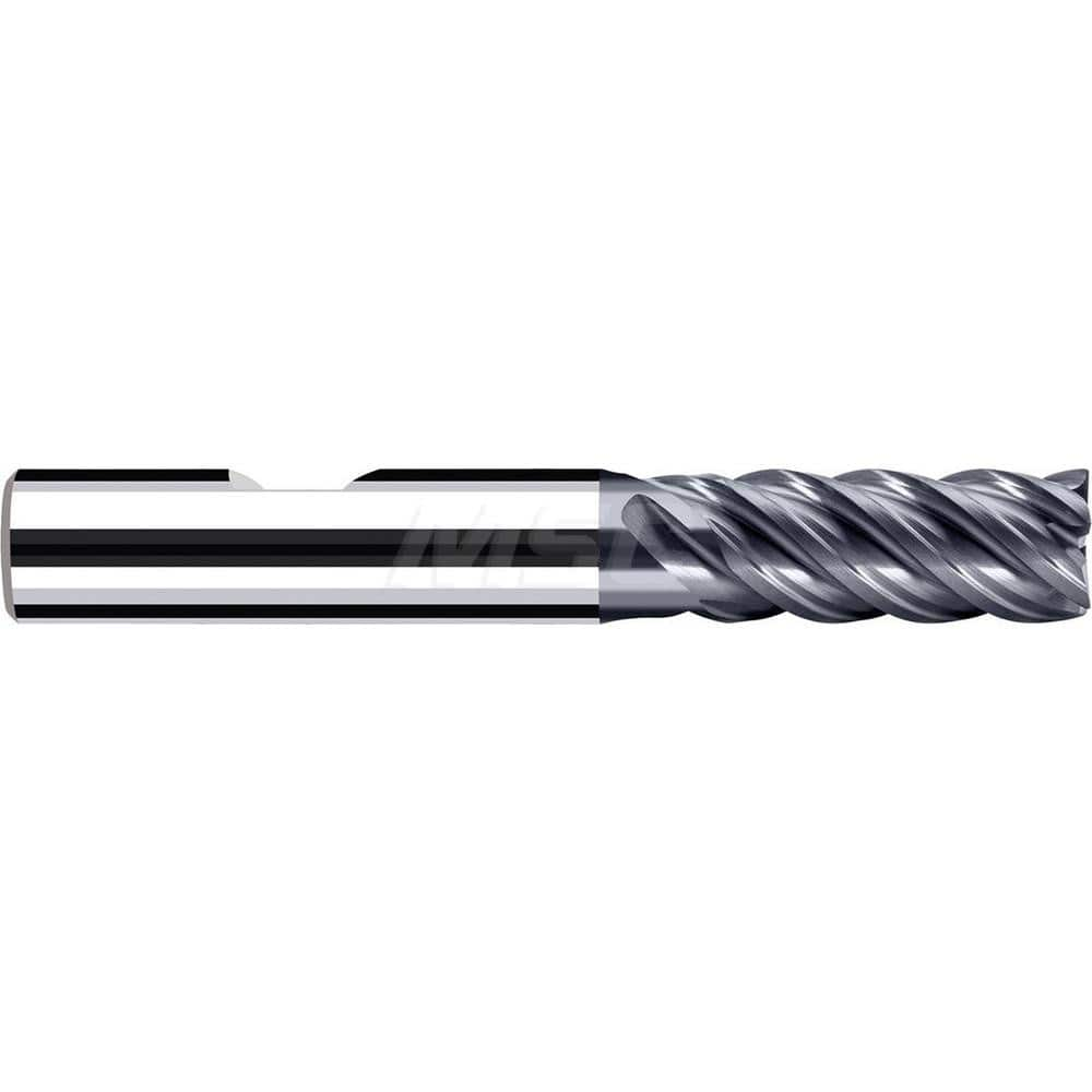 Square End Mill: 3/4'' Dia, 1-1/2'' LOC, 3/4'' Shank Dia, 4'' OAL, 5 Flutes, Solid Carbide Single End, Polychrom Finish, Spiral Flute, 45 ™ Variable Helix, Centercutting, RH Cut, RH Flute, Series E-Cut