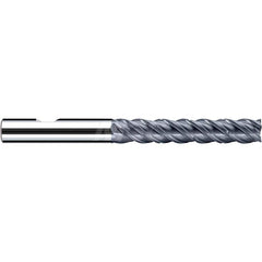 Square End Mill: 3/4'' Dia, 4'' LOC, 3/4'' Shank Dia, 6.5'' OAL, 4 Flutes, Solid Carbide Single End, Polychrom Finish, Spiral Flute, 45 ™ Variable Helix, Centercutting, RH Cut, RH Flute, Series E-Cut